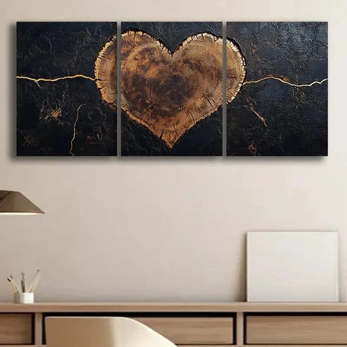 3pcs Black Tree Heart Design BTHD Wall Art Canvas Unframed – High Quality Print 100% Australian Made Wall Canvas - Bella Home Decor