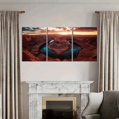 3pcs Mountain Boulders At Sunset Natural Wall Art Set Canvas Framed 50x70cm - High Quality Print 100% Australian Made Wall Canvas Ready to Hang