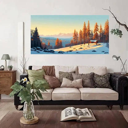 Winter Mountain Snowy Wall Art Canvas Office Home Room Framed 120x60cm