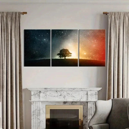 3pcs Trees Under The Stars Night View Wall Art Set Canvas Framed 60x90cm - High Quality Print 100% Australian Made Wall Canvas Ready to Hang - Bella Home Decor