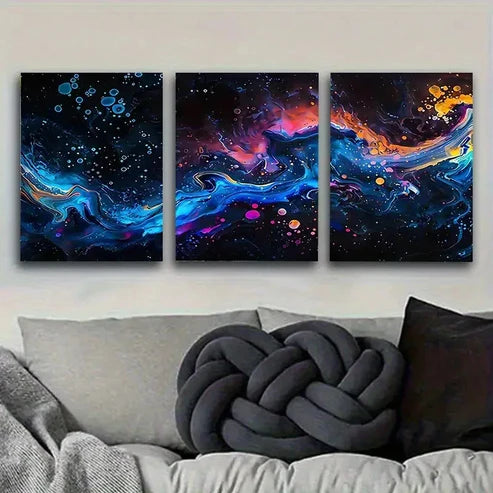 3pcs Cosmic Galaxy Art Print Vintage Wall Art Set Canvas Unframed - High Quality Print 100% Australian Made Wall Canvas - Bella Home Decor