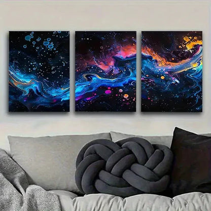 3pcs Cosmic Galaxy Art Print Vintage Wall Art Set Canvas Unframed - High Quality Print 100% Australian Made Wall Canvas - Bella Home Decor
