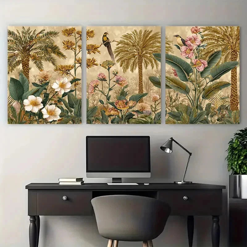 3pcs Egyptian Botanical & Desert Lands Perfect Wall Art Set Canvas Framed 40x60cm - High Quality Print 100% Australian Made Wall Canvas Ready to Hang - Bella Home Decor
