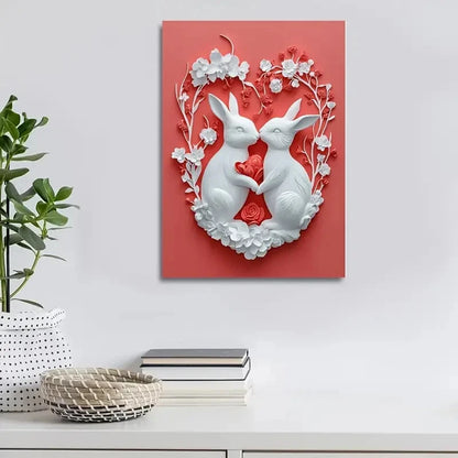 Featuring Rabbits And Hares Painting 40x60cm Metal Print Ready to Hang - Bella Home Decor