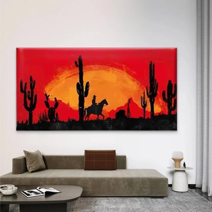 Southwest Landscape with Cacti Wall Art Canvas Office Home Room Framed 120x60cm