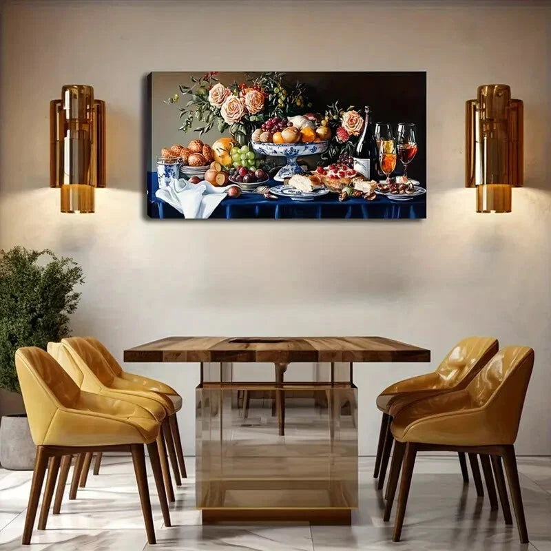 Still-Life with Vibrant Table Wall Art Canvas Office Home Room Framed 120x60cm - Bella Home Decor