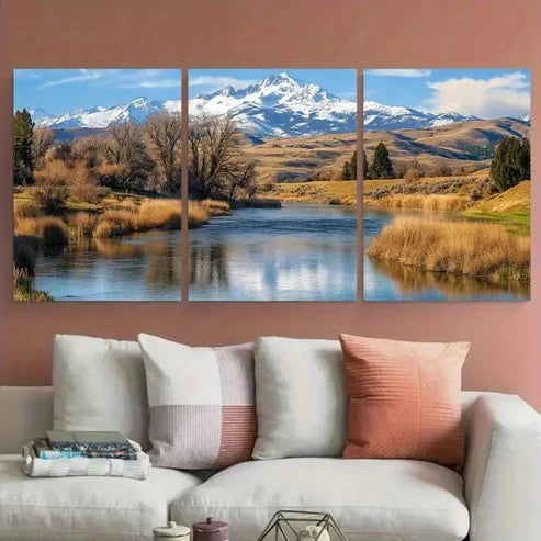 3pcs Rustic Gem State Scenic River Wall Art Canvas Unframed - High Quality Print 100% Australian Made Wall Canvas