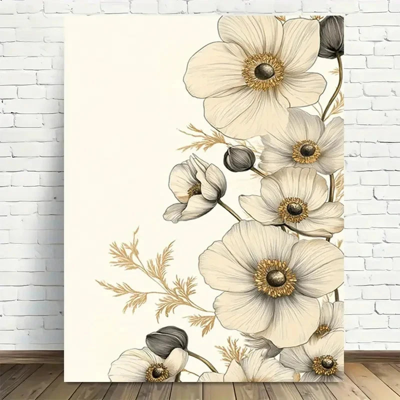 Beautiful Vintage Floral Modern Vintage Painting 40x60cm Metal Print Ready to Hang