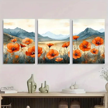 3pcs Wildflowers Arizona Blooming Desert Wall Art Canvas Unframed - High Quality Print 100% Australian Made Wall Canvas