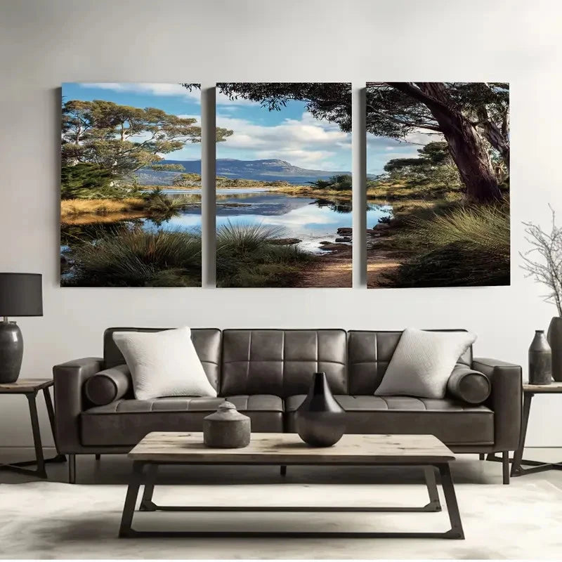 3pcs Tasmania Wilderness Reserve Australia Wall Art Set Canvas Framed 50x70cm - High Quality Print 100% Australian Made Wall Canvas Ready to Hang