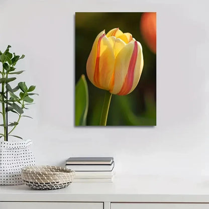 Beautiful Vibrant Tulip Colorful Flora Painting 40x60cm Metal Print Ready to Hang - Bella Home Decor