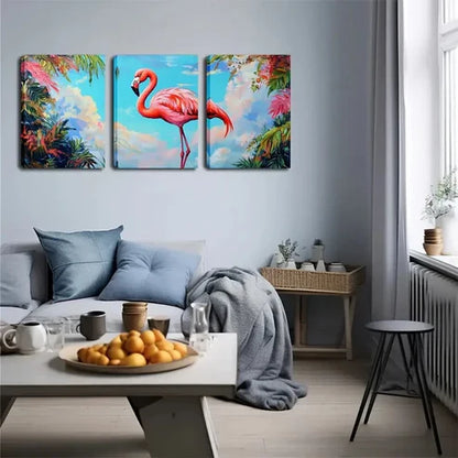 3pcs Soft Blue And Pink Sky Tropical Dream Style Wall Art Set Canvas Unframed - High Quality Print 100% Australian Made Wall Canvas