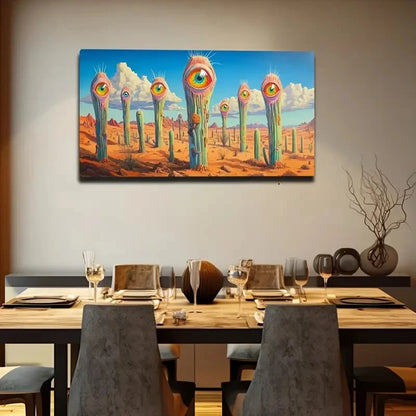 Cactus Eyes Desert Landscape Wall Art Canvas Office Home Room Framed 120x60cm