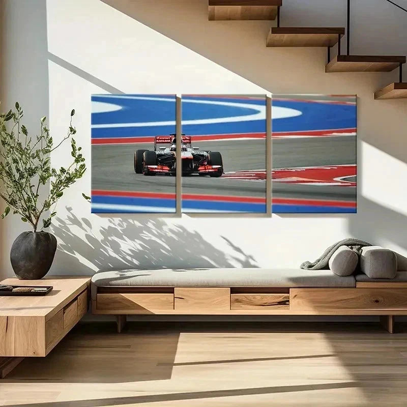 3pcs Formula 1 Racing Car Decoration Wall Art Set Canvas Framed 50x70cm - High Quality Print 100% Australian Made Wall Canvas Ready to Hang - Bella Home Decor