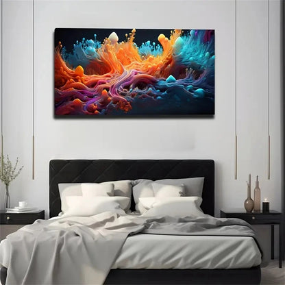 Vibrant Abstract Swirling Color Wall Art Canvas Office Home Room Framed 120x60cm