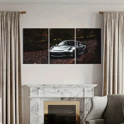3pcs Porsche Super Car in a Forest Wall Art Canvas Unframed - High Quality Print 100% Australian Made Wall Canvas