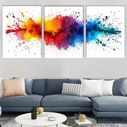 3pcs Modern Vibrant Color Explosion Wall Art Canvas Unframed - High Quality Print 100% Australian Made Wall Canvas