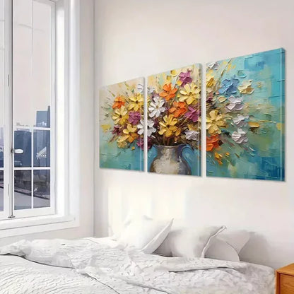 3pcs Vibrant Colorful Modern Decorative Bouquet   Art Set Canvas Unframed - High Quality Print 100% Australian Made Wall Canvas