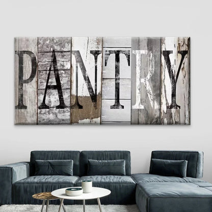 Rustic Wood Pantry Letter Wall Art Canvas Office Home Room Framed 120x60cm