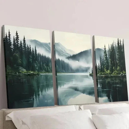 3pcs Foggy Morning Outdoor Themed Landscape Wall Art Canvas Unframed - High Quality Print 100% Australian Made Wall Canvas - Bella Home Decor