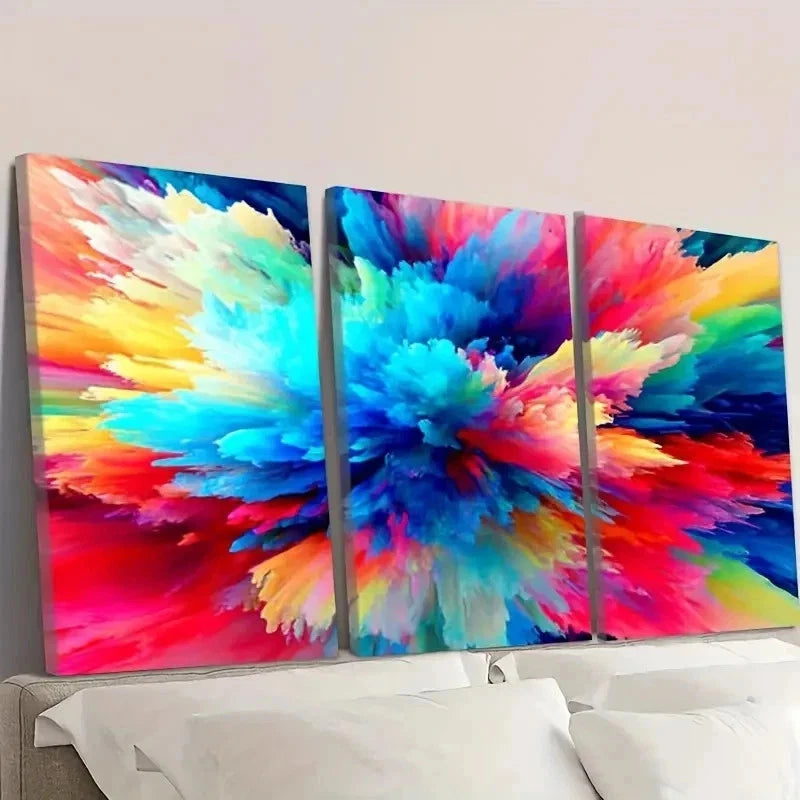 3pcs Colorful Paint Splash Reality Style Wall Art Set Canvas Framed 60x90cm - High Quality Print 100% Australian Made Wall Canvas Ready to Hang - Bella Home Decor