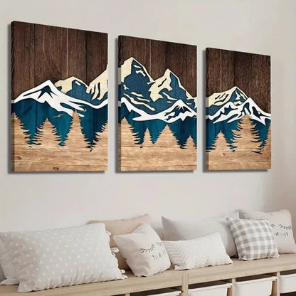 3pcs Rustic Mountain Landscape Wall Art Set Canvas Unframed - High Quality Print 100% Australian Made Wall Canvas