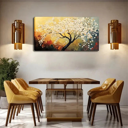 A Tree Full Of White Flowers Wall Art Canvas Office Home Room Framed 120x60cm - Bella Home Decor