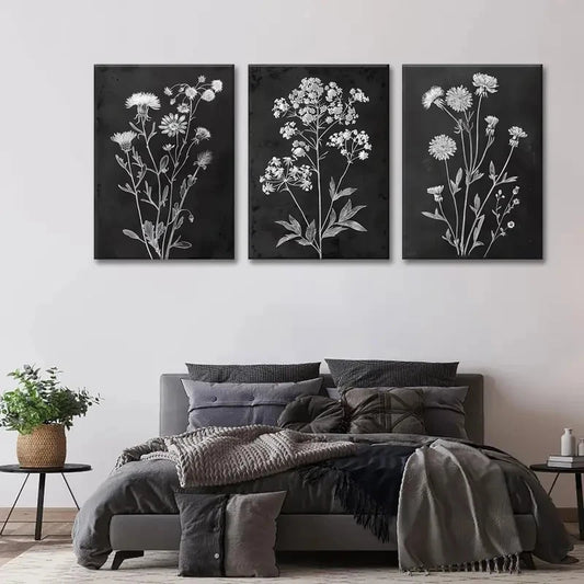 3pcs Vintage Floral Plant Wildflower Print Metal Print Ready to Hang Art