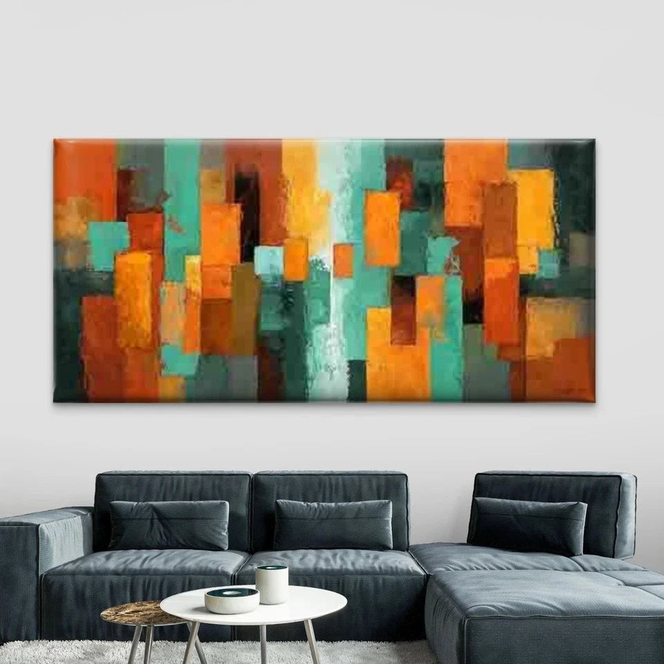 Vibrant Geometric Patterns Wall Art Canvas Office Home Room Framed 120x60cm