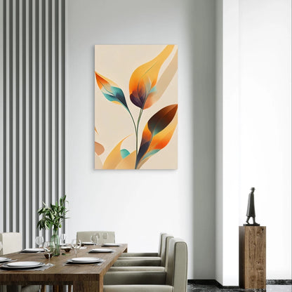 Vibrant Abstract Botanical Leaves Fluid Plant 40x60cm Metal Print Ready to Hang