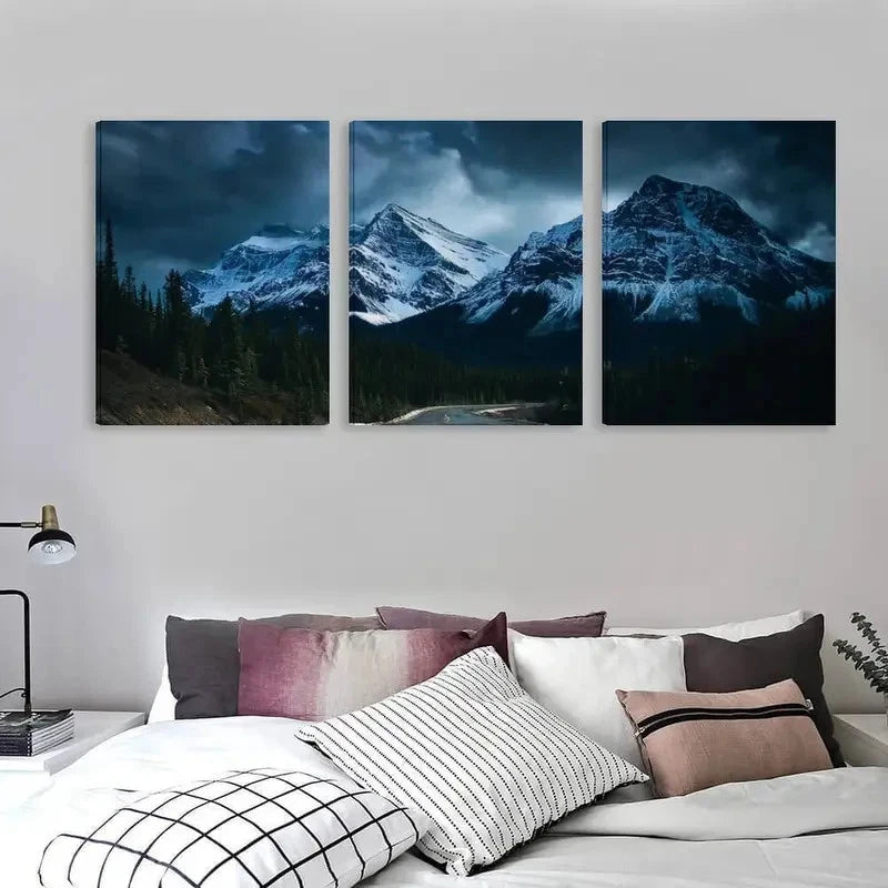 3pcs Mount Everest Winter Mountain Landscape  Wall Art Set Canvas Framed 40x60cm - High Quality Print 100% Australian Made Wall Canvas Ready to Hang