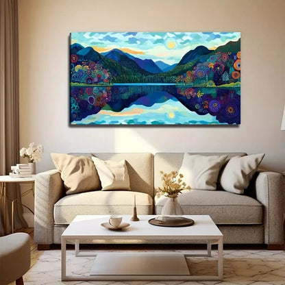 Lake Water High Mountains Wall Art Canvas Office Home Room Framed 120x60cm