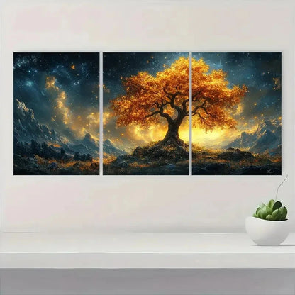 3pcs  Magical Night Sky & Mountain tr Wall Art Set Canvas Framed 60x90cm - High Quality Print 100% Australian Made Wall Canvas Ready to Hang - Bella Home Decor