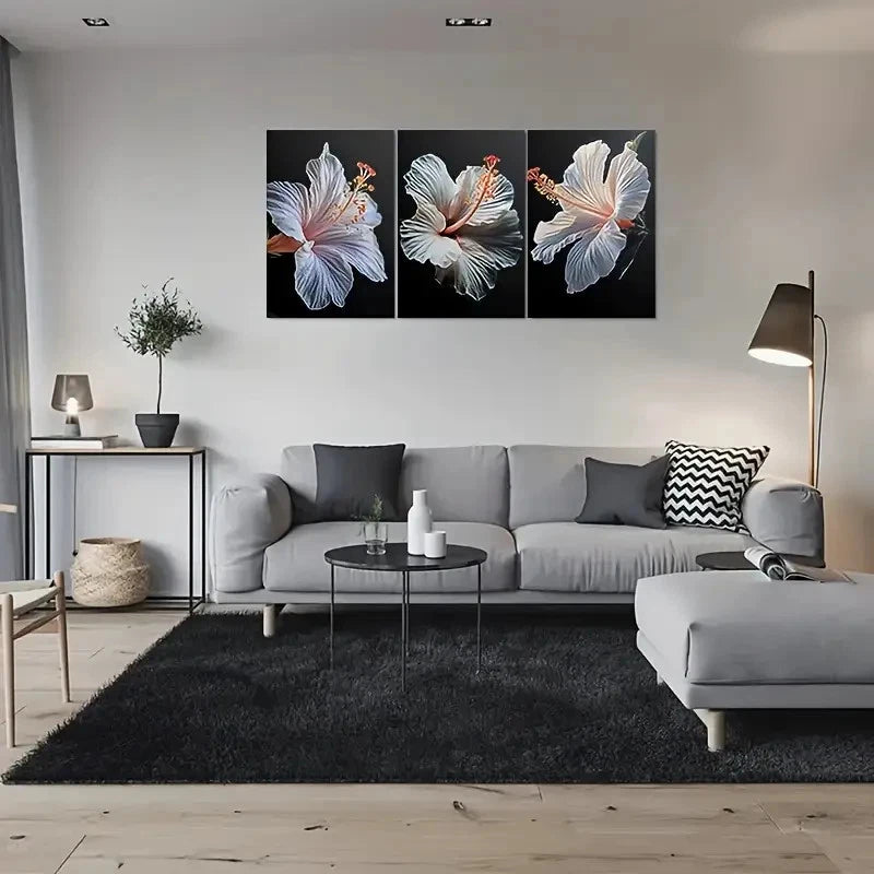 3pcs Abstract Flower Elegant Painting Metal Print Ready to Hang Art - Bella Home Decor