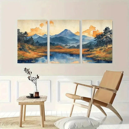 3pcs Hiroshige Ukiyo-E Japanese Vintage Perfect Wall Art Set Canvas Framed 60x90cm - High Quality Print 100% Australian Made Wall Canvas Ready to Hang - Bella Home Decor