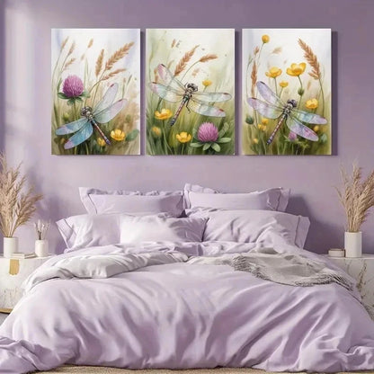 3pcs Dragonfly, Grass Canvas   Wall Art Set Canvas Framed 60x90cm - High Quality Print 100% Australian Made Wall Canvas Ready to Hang - Bella Home Decor