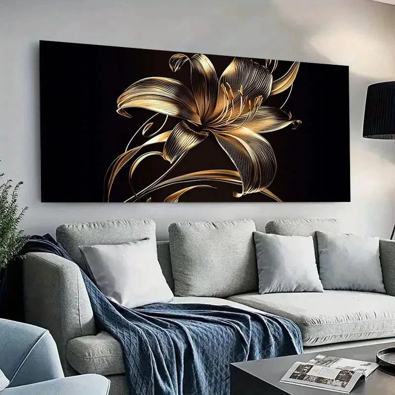 Golden Lily Modern & Chic Wall Art Canvas Office Home Room Framed 120x60cm