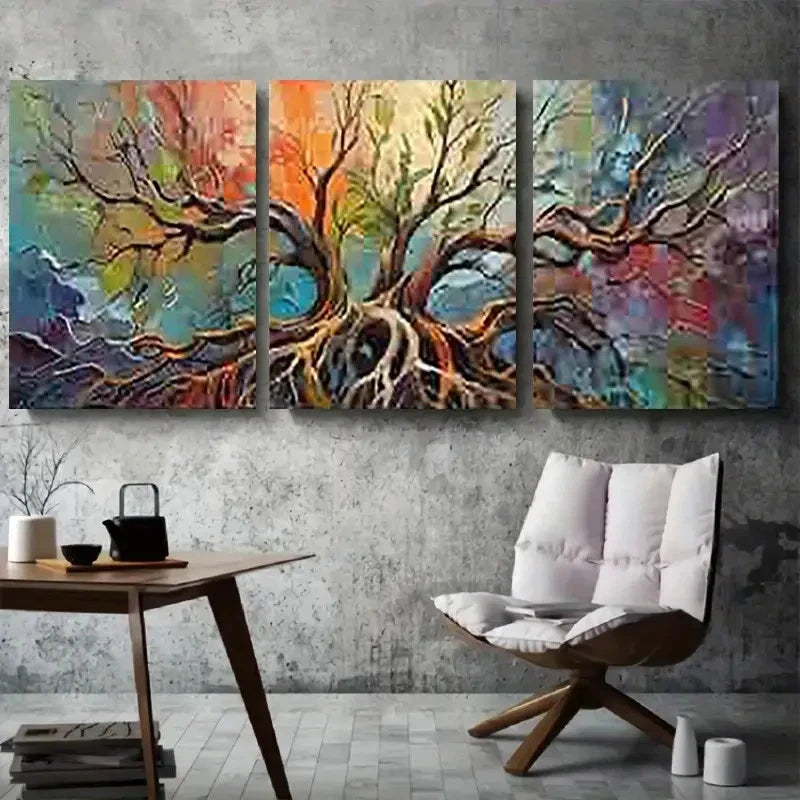 3pcs Roots & Branches Modern Nature Wall Art Set Canvas Framed 40x60cm - High Quality Print 100% Australian Made Wall Canvas Ready to Hang