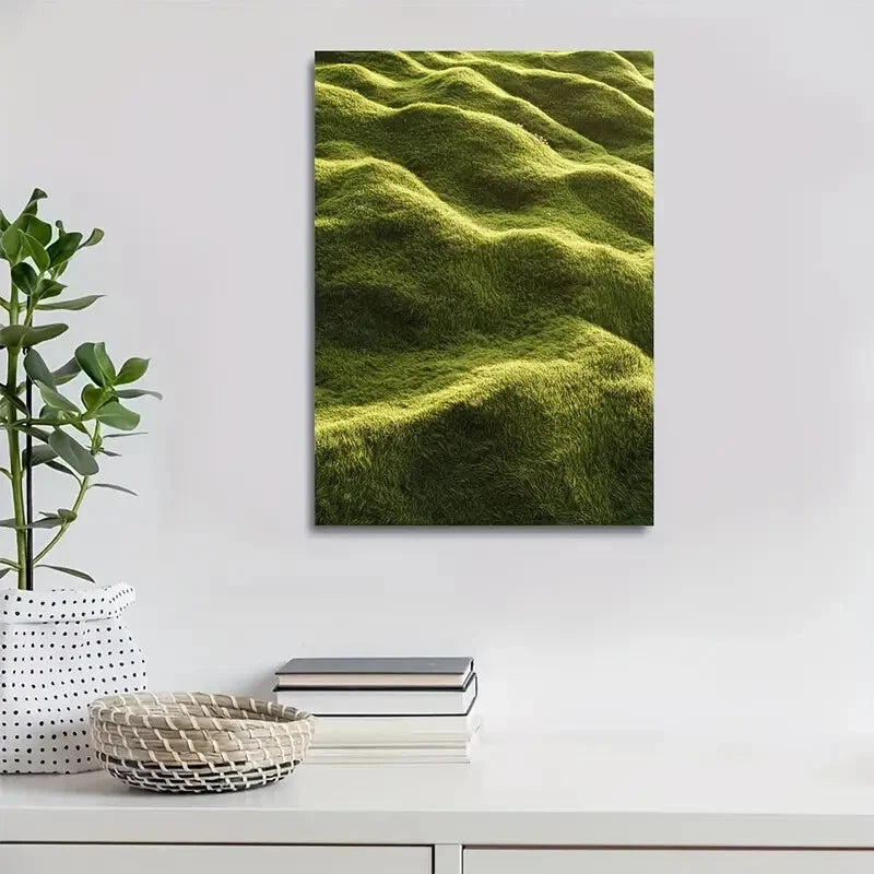 Vibrant Green & Yellow Design Painting 40x60cm Metal Print Ready to Hang - Bella Home Decor