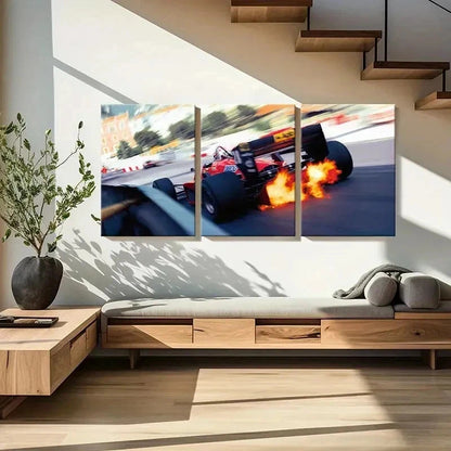 3pcs Formula 1 Racing Race Car Modern Wall Art Set Canvas Framed 50x70cm - High Quality Print 100% Australian Made Wall Canvas Ready to Hang - Bella Home Decor