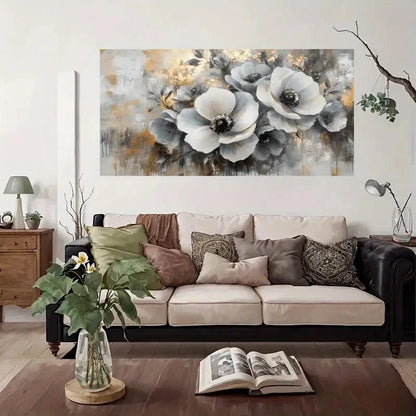 Abstract Floral Modern Vintage Wall Art Canvas Office Home Room Framed 120x60cm