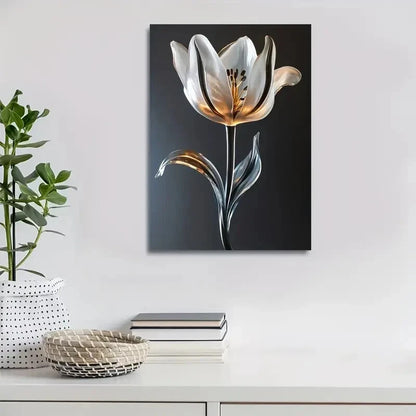 Beautiful Elegant Tulip Modern Painting 40x60cm Metal Print Ready to Hang