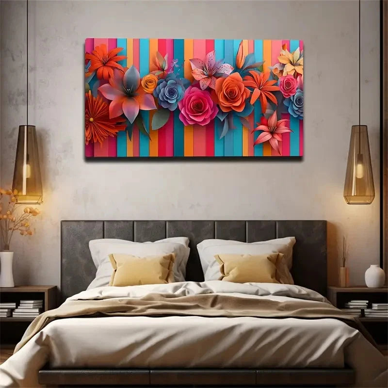 A Colorful Vertical Stripe Wall Art Canvas Office Home Room Framed 120x60cm