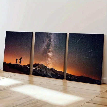 3pcs Classic Cartoon Art Starry Sky Wall Art Set Canvas Framed 60x90cm - High Quality Print 100% Australian Made Wall Canvas Ready to Hang - Bella Home Decor