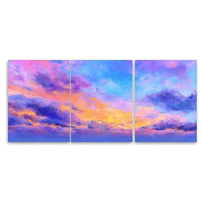 3pcs Ocean Sunset & Sunrise Sky Clouds Wall Art Set Canvas Framed 40x60cm - High Quality Print 100% Australian Made Wall Canvas Ready to Hang