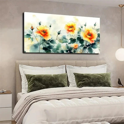 Yellow Flower Décor Vibrant Wall Art Canvas Office Home Room Framed 120x60cm - Bella Home Decor