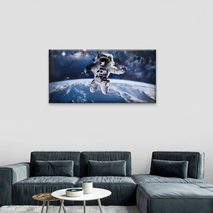 Astronaut Space Earth Wall Art Canvas Office Home Room Framed 120x60cm