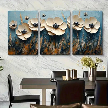 3pcs Abstract Trendy Impasto White Perfect Wall Art Set Canvas Framed 40x60cm - High Quality Print 100% Australian Made Wall Canvas Ready to Hang
