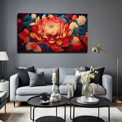 Beautiful Chrysanthemum Wall Art Canvas Office Home Room Framed 120x60cm