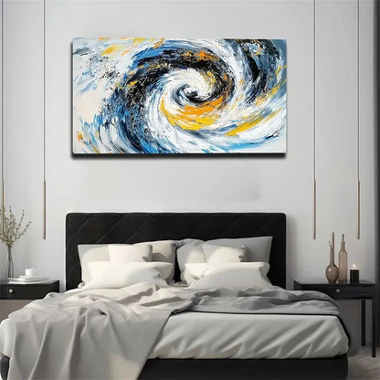 Abstract Black and White Swirl Wall Art canvas office home room framed 120x60cm - Bella Home Decor